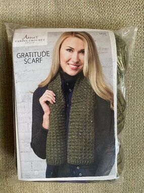 Annie's Caring Crochet Kit Club Gratitude Scarf CKC03 Open Box Complete
